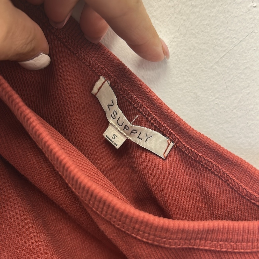 Z Supply Toni One Shoulder Rib Tank - Rouge - Picture 3 of 4